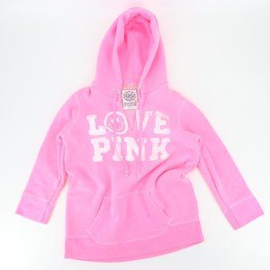 2007 Love Pink Victoria's Secret Pullover Half Sleeve Graphic Hoodie Size L